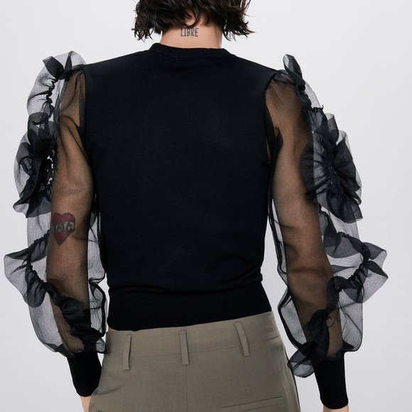 Zara Sweater with Organza Sleeves - Picture 7 of 8
